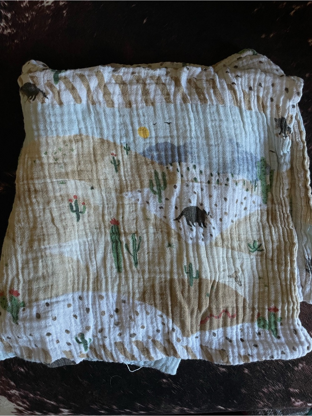 Desert Meadow Muslin Baby Swaddle Blanket - Cream and Tan